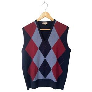 Vintage Mens Sweater Vest Argyle Blue Red Pullover Mark Schnell Designs For Men